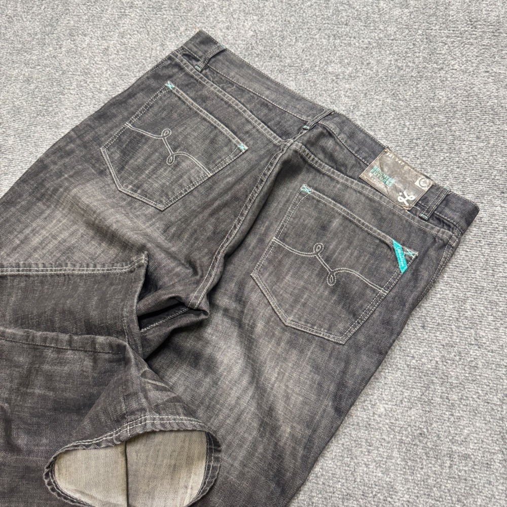 LRG Wide Leg Denim Jeans Men's 40x32 Black Faded Washed Y2K Grunge Skater